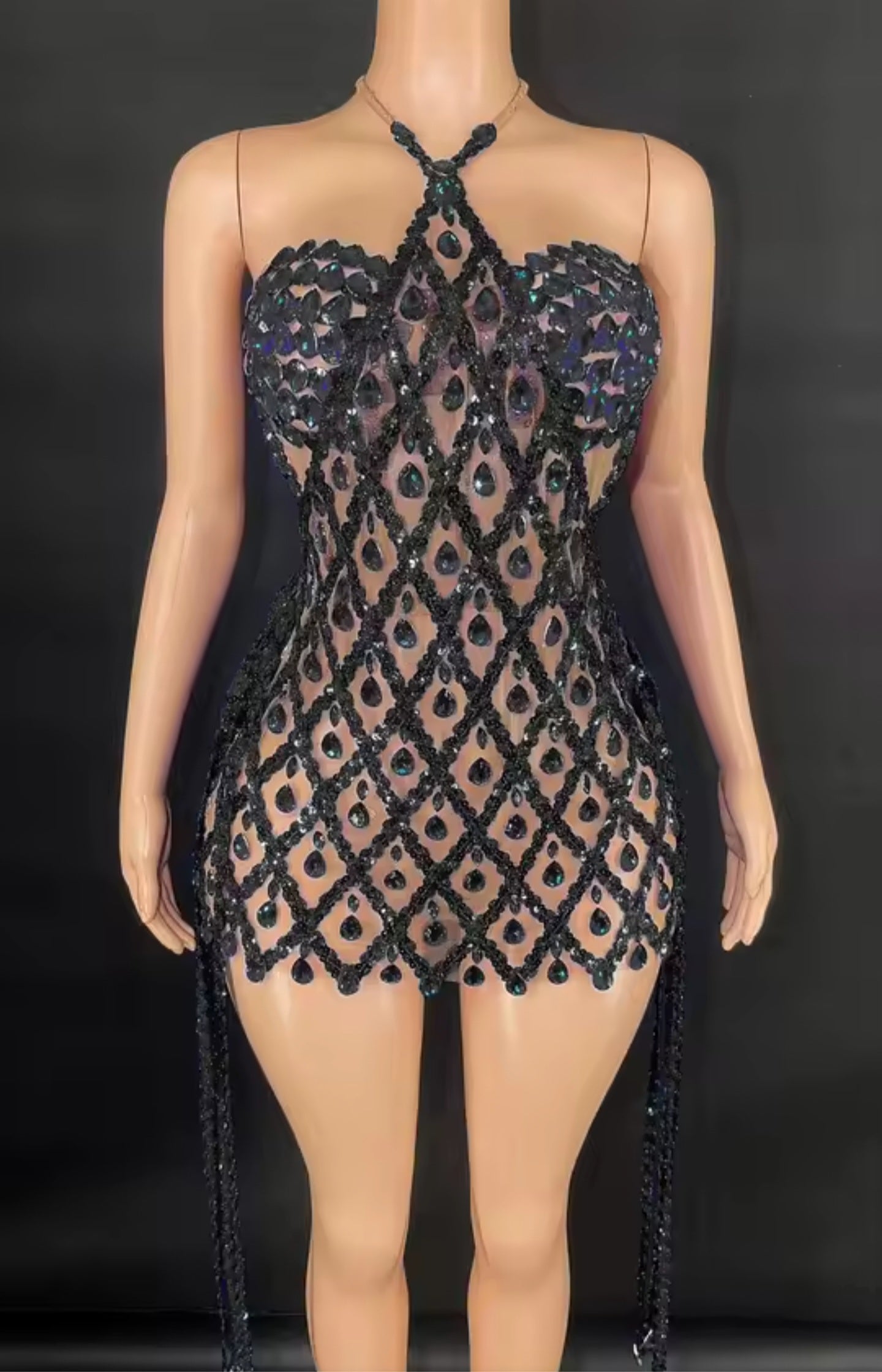 Diamond Mirage Crystal Mini Dress