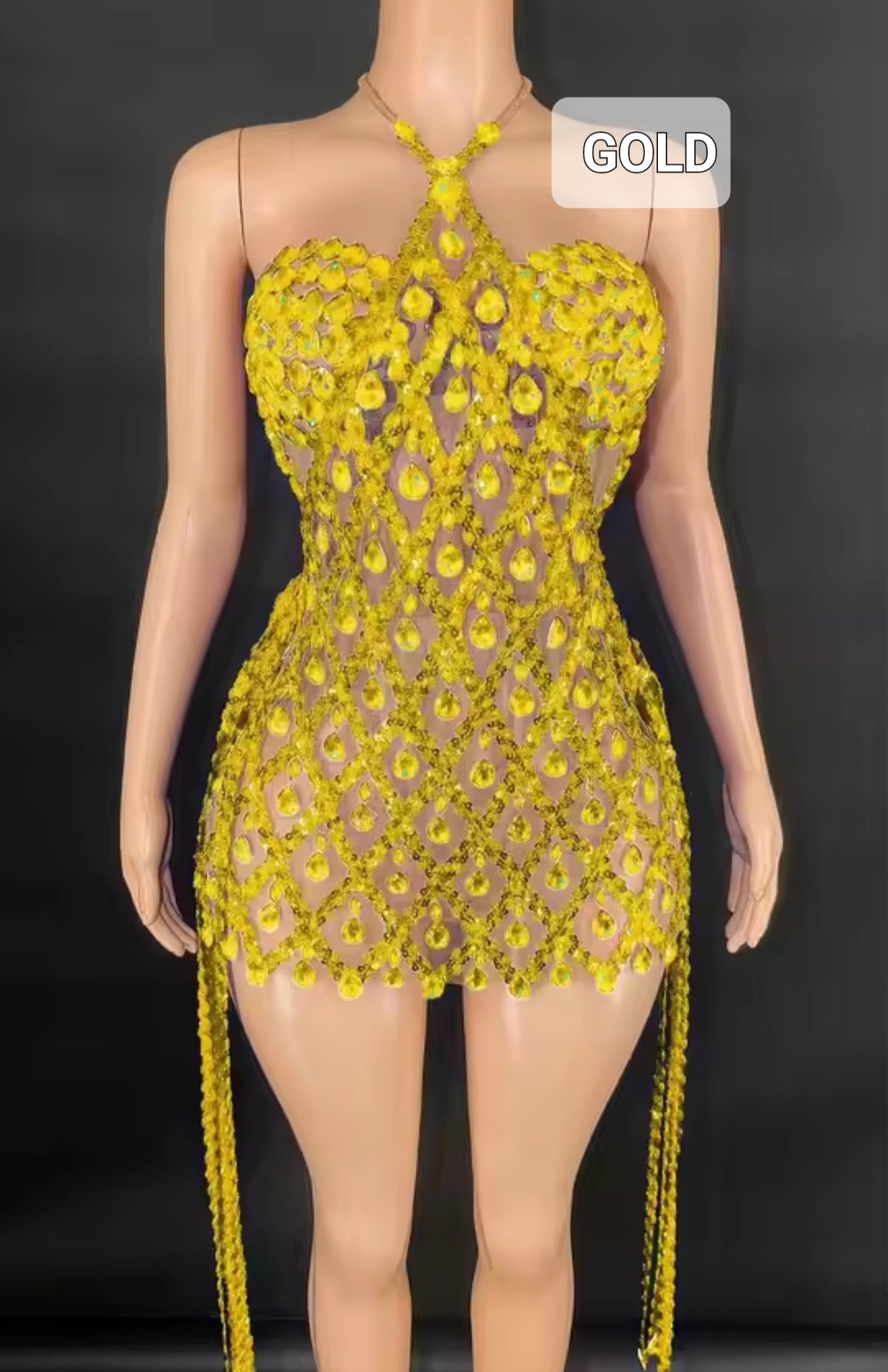 Diamond Mirage Crystal Mini Dress