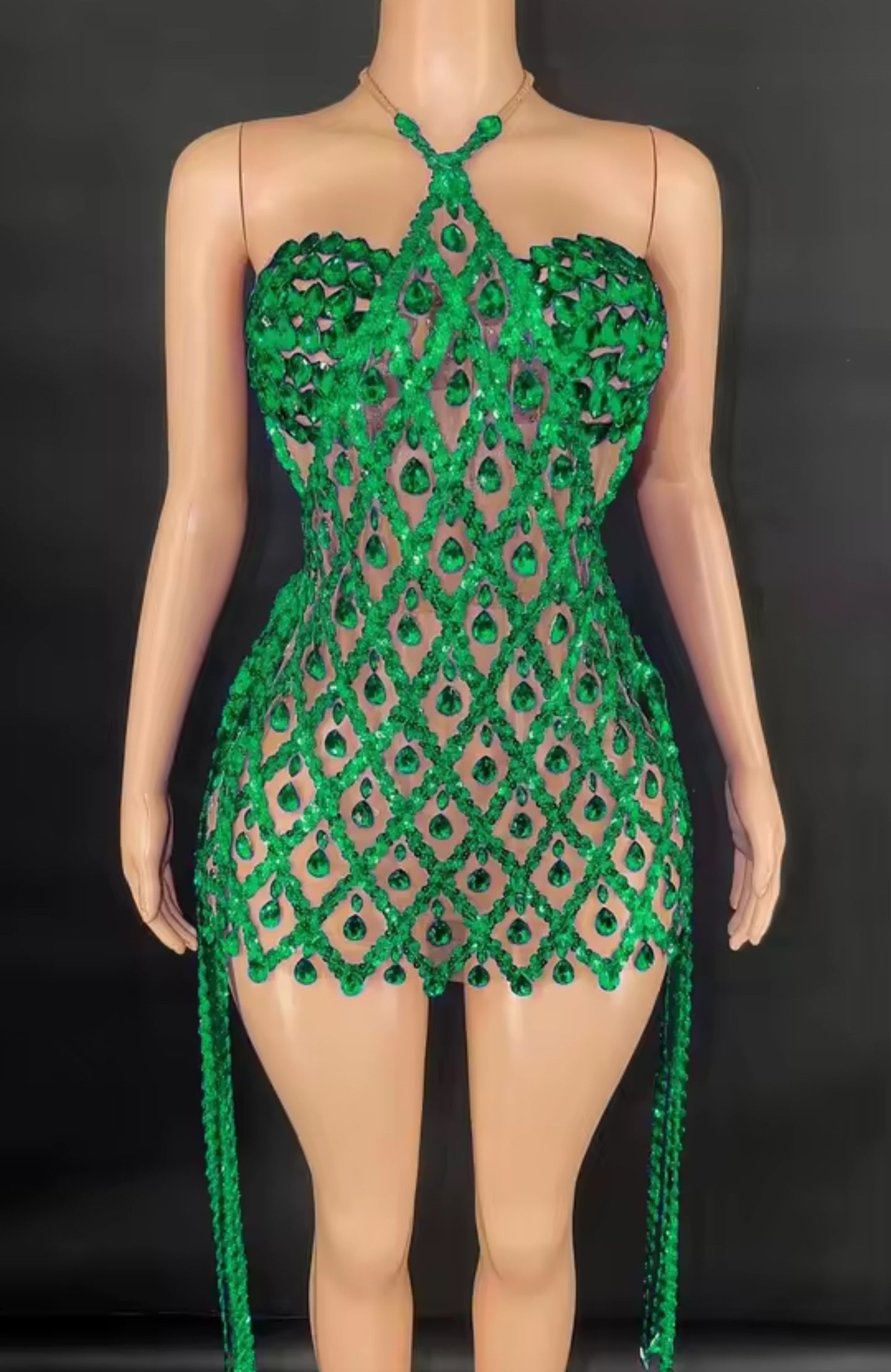 Diamond Mirage Crystal Mini Dress