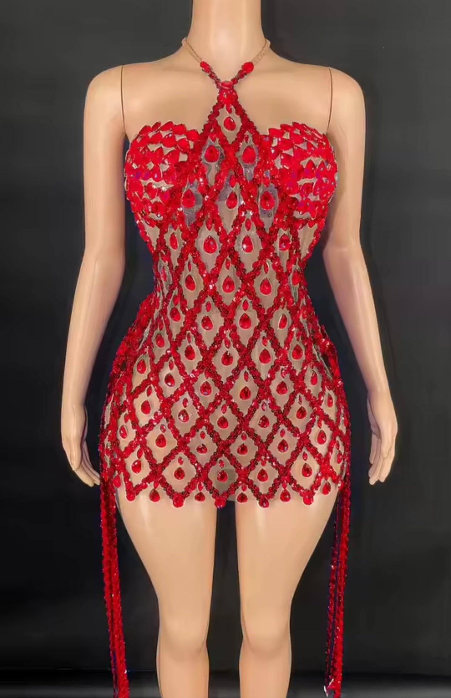 Diamond Mirage Crystal Mini Dress