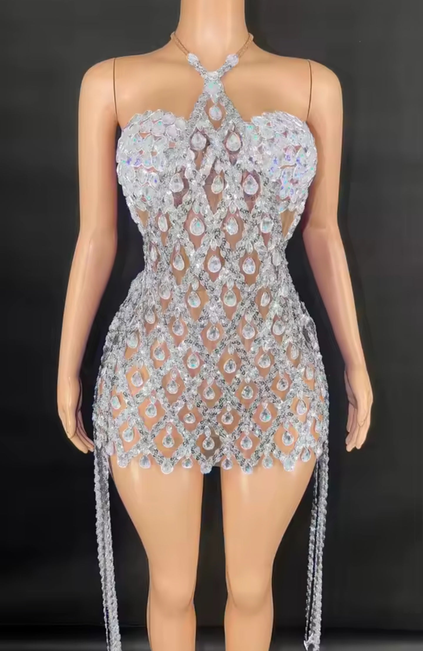 Diamond Mirage Crystal Mini Dress