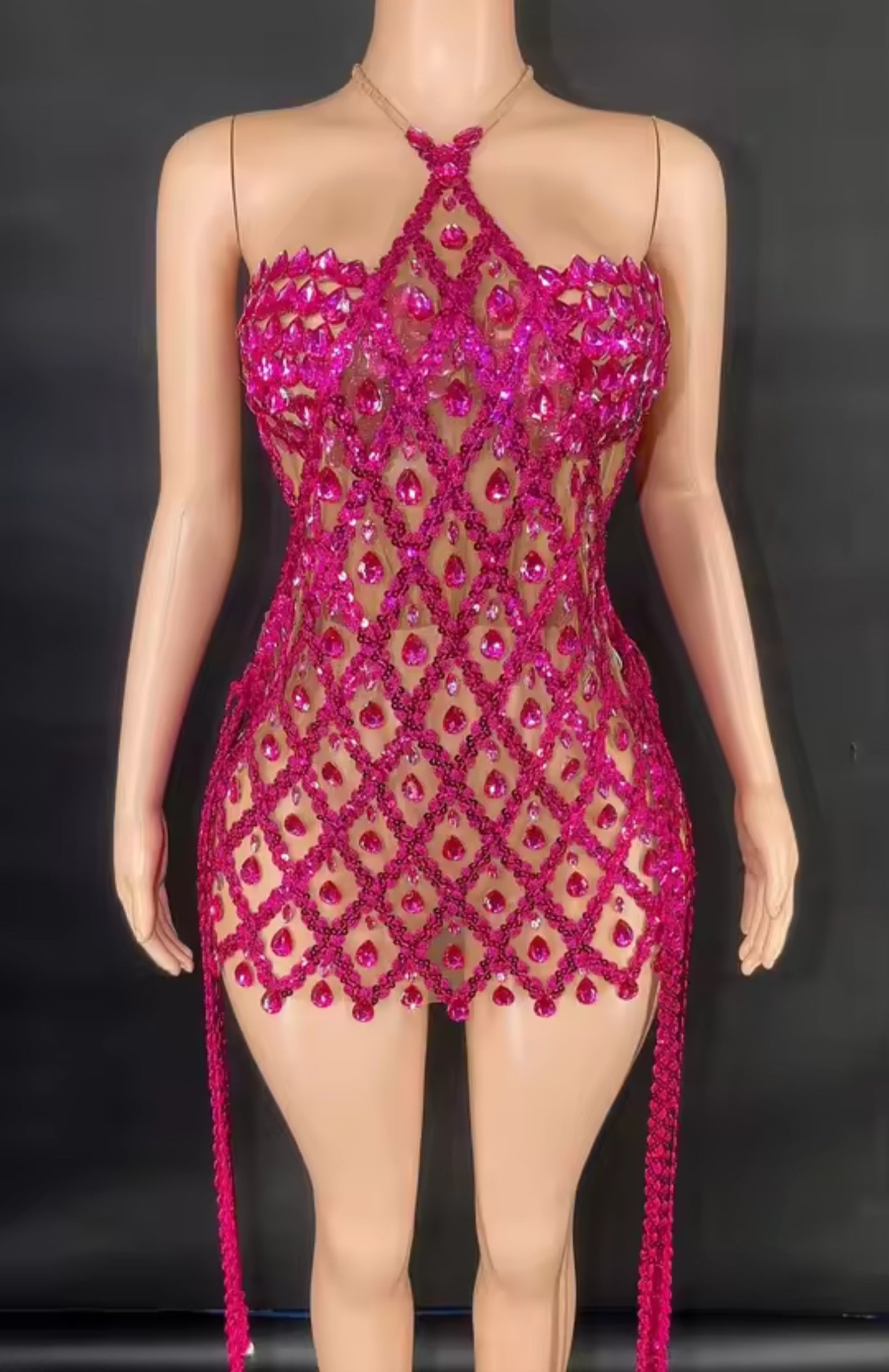 Diamond Mirage Crystal Mini Dress