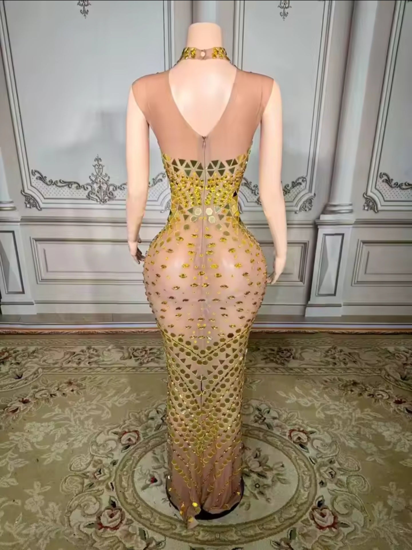 Golden Goddess Mirror Mosaic Dress