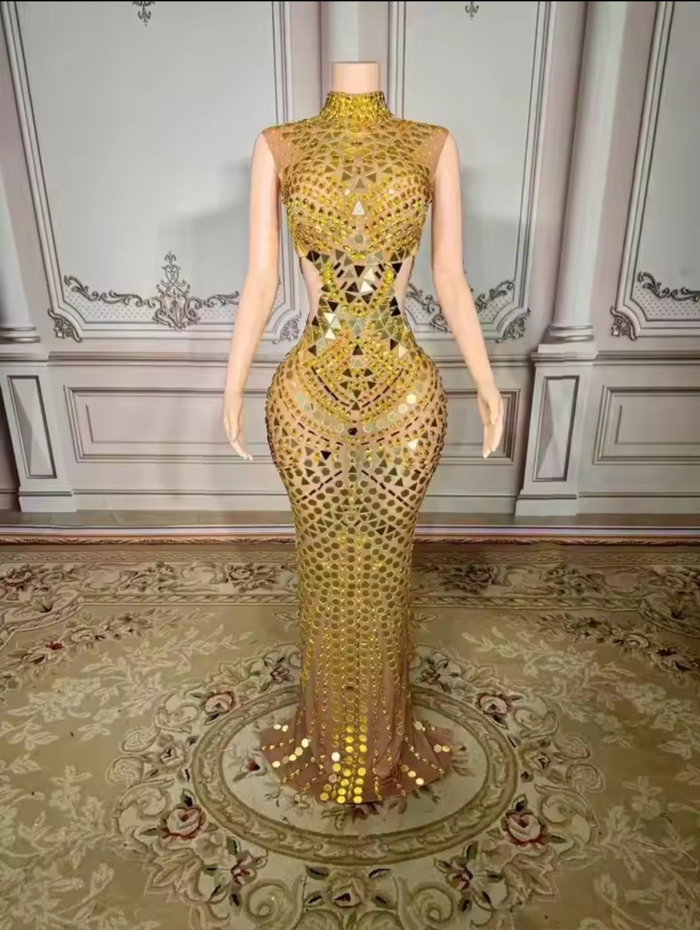 Golden Goddess Mirror Mosaic Dress