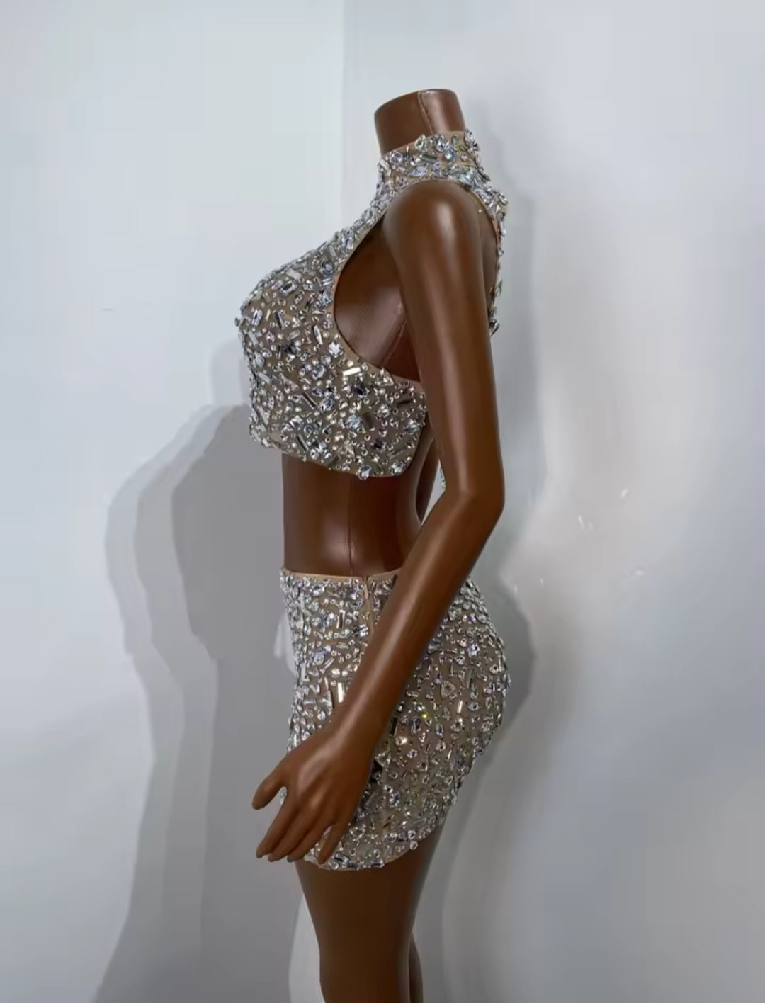 Crystal Mirage Skirt Set - NUDE