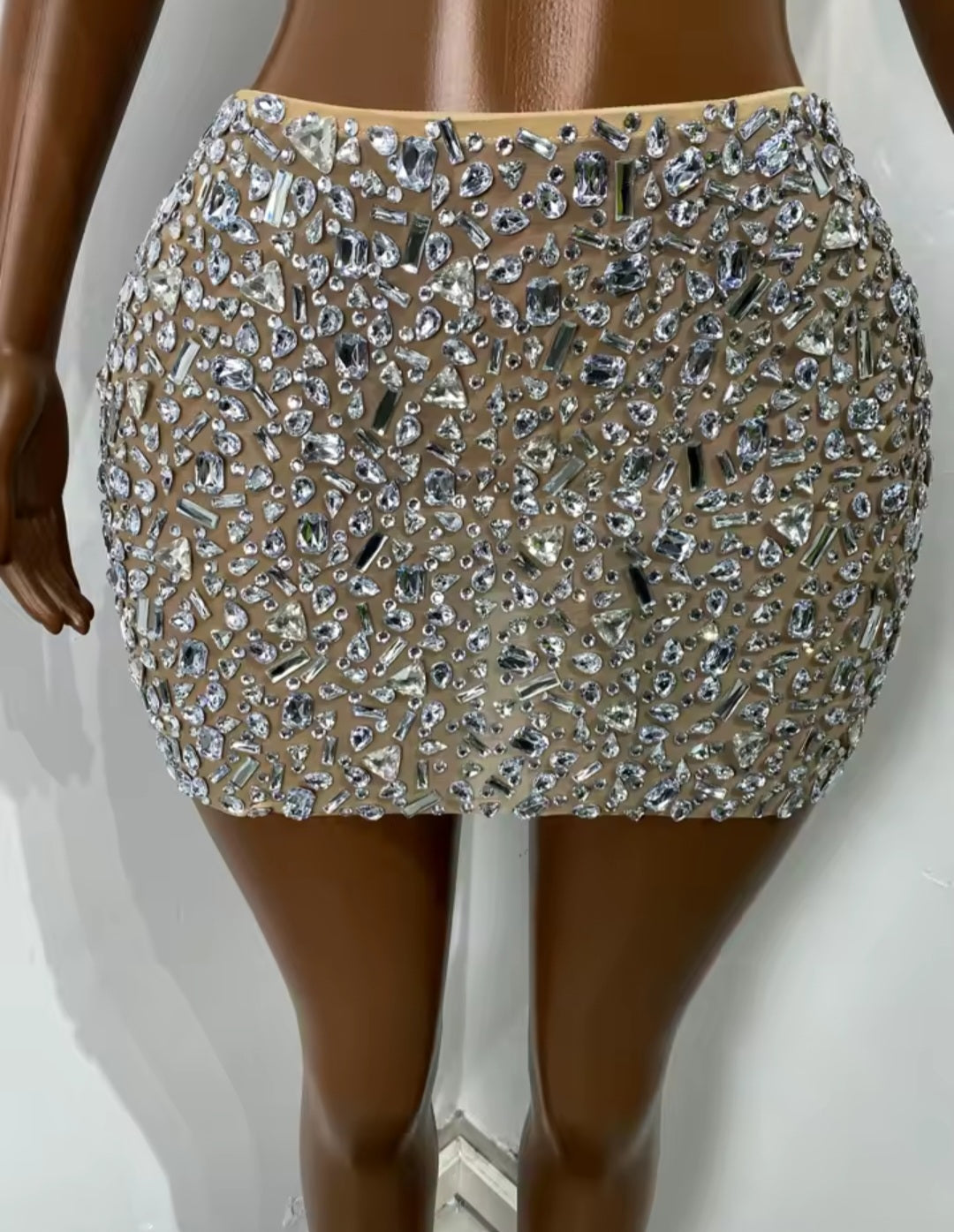 Crystal Mirage Skirt Set - NUDE
