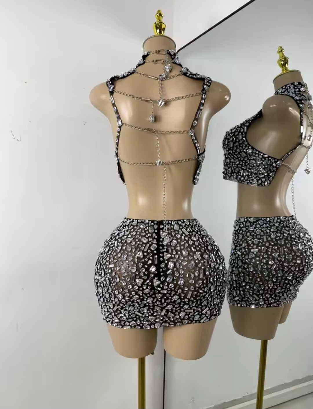 Crystal Mirage Skirt Set - BLACK