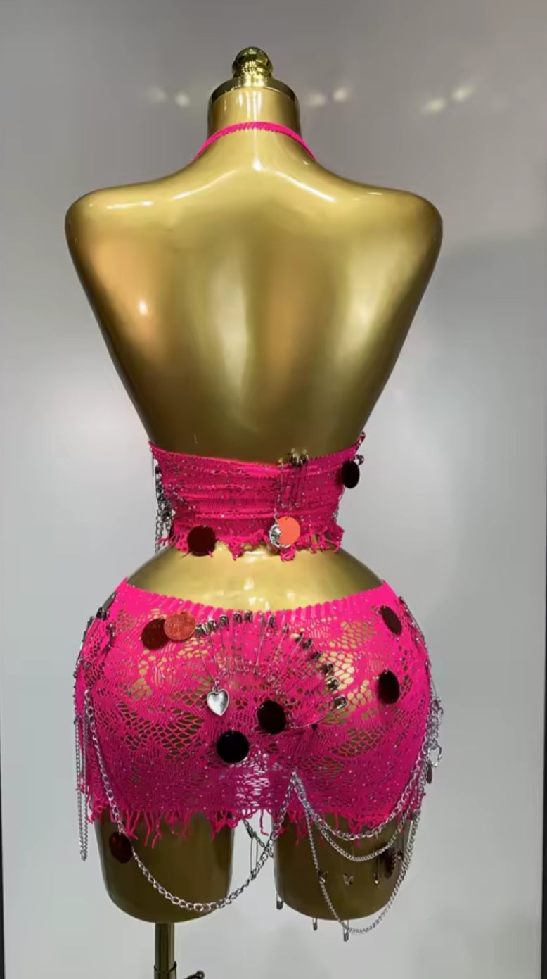 Savage Queen Skirt Set- Pink