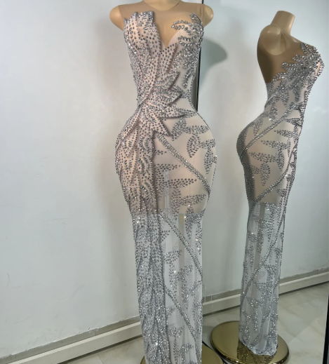 Crystal Vines Illusion Dress
