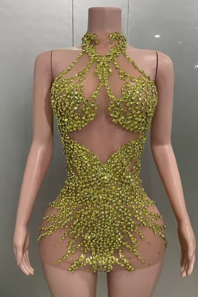 Chef Kisses Mini Dress- GOLD