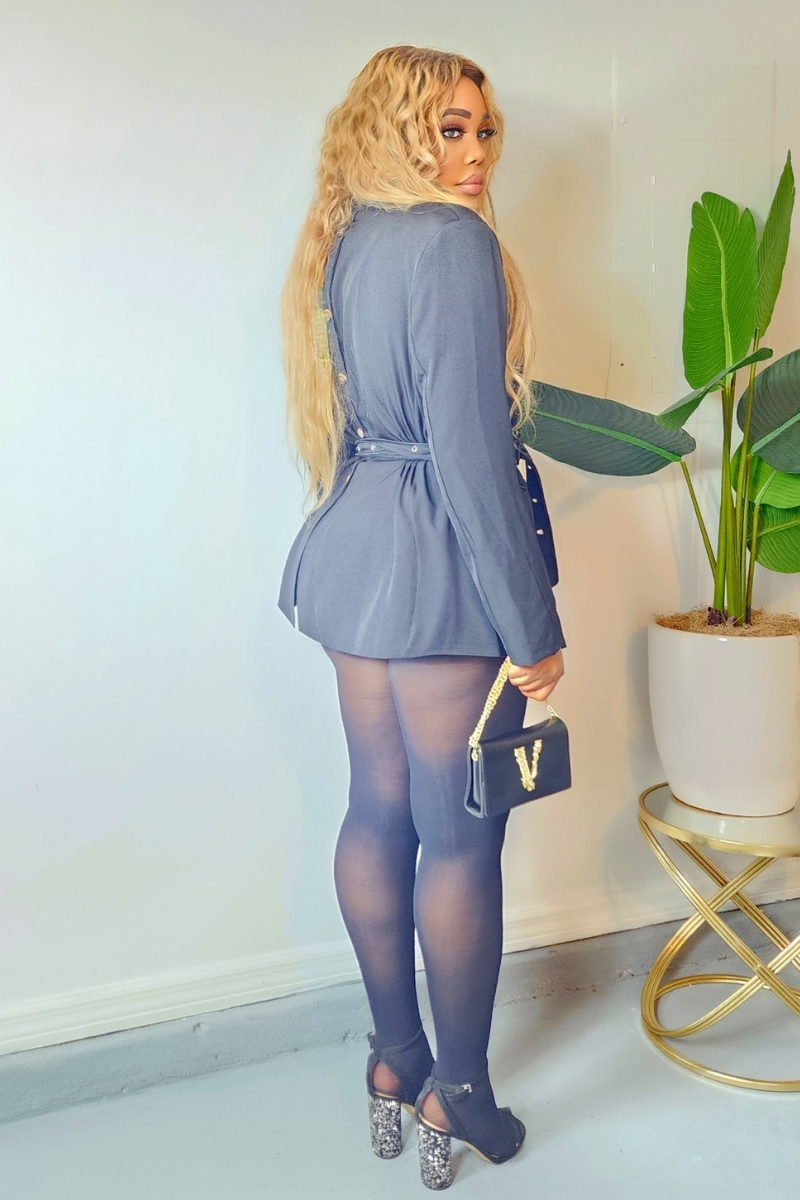 No Small Talk Blazer - BLACK