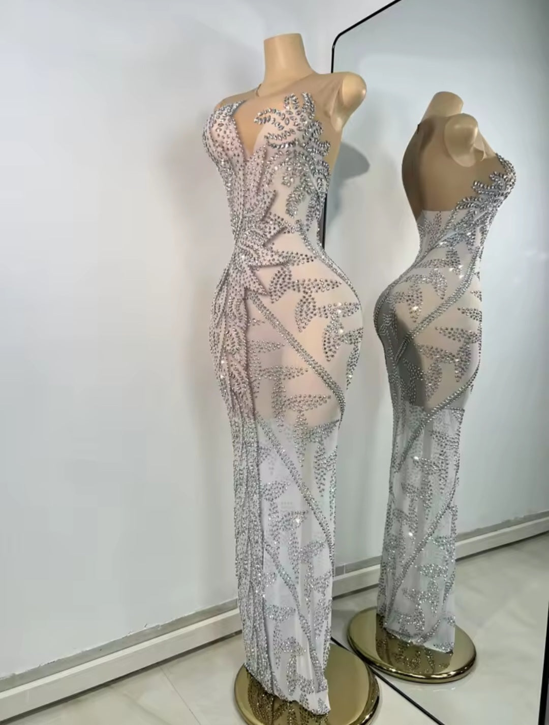 Crystal Vines Illusion Dress