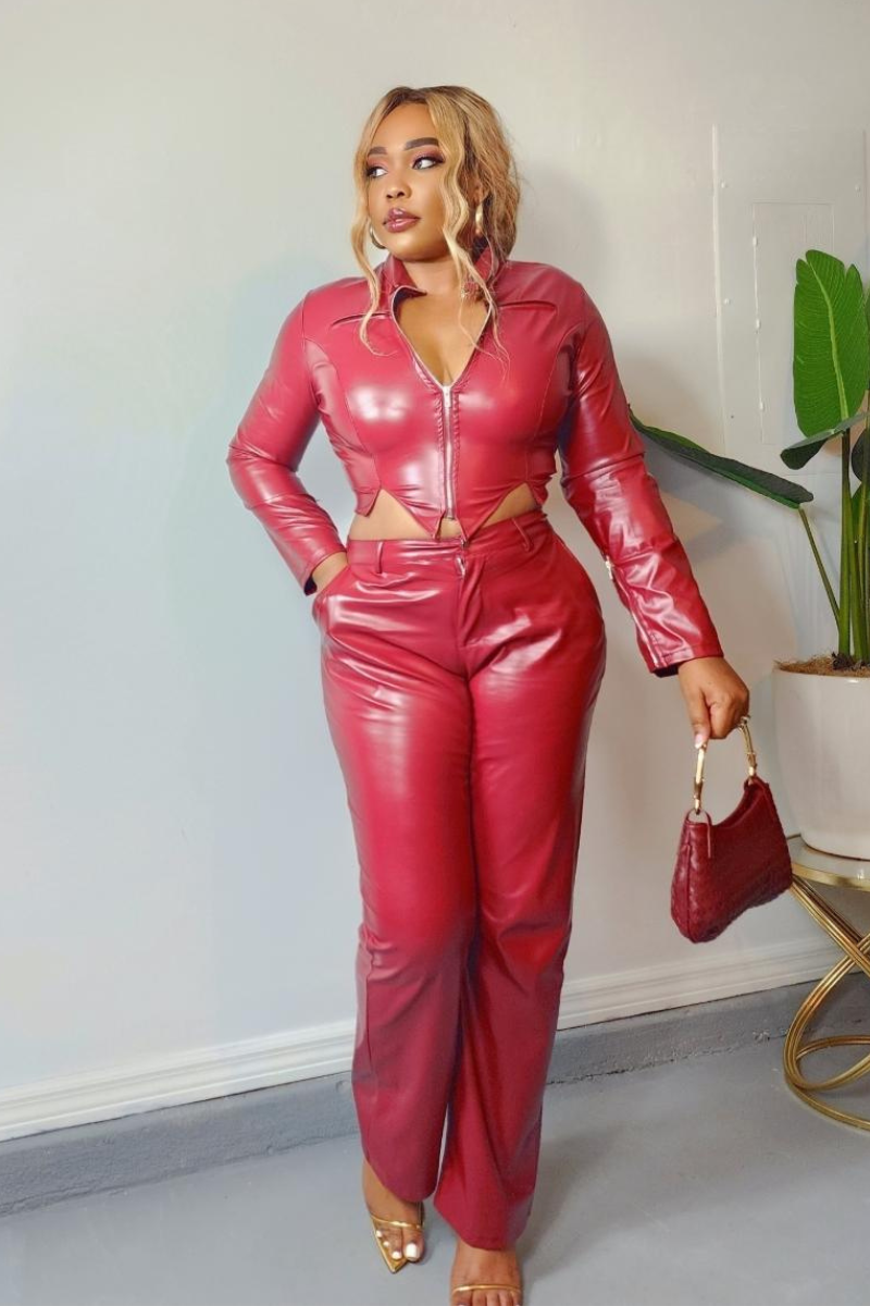 Clock That Tea Pant Set (WINE)