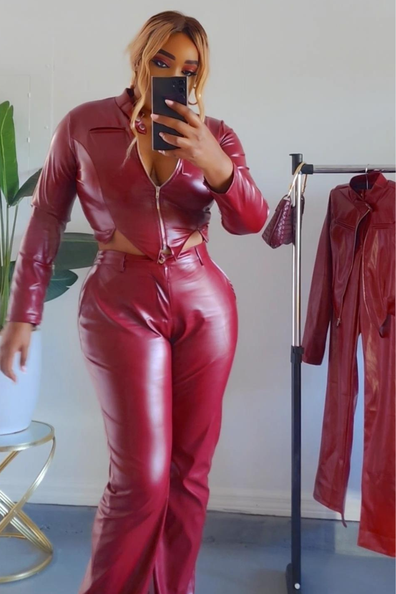 Clock That Tea Pant Set (WINE)