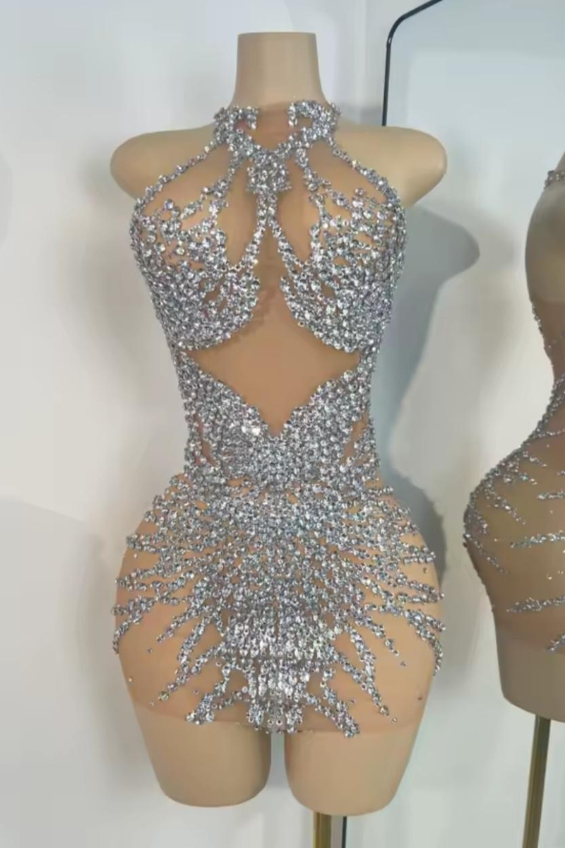 Chef Kisses Mini Dress SILVER