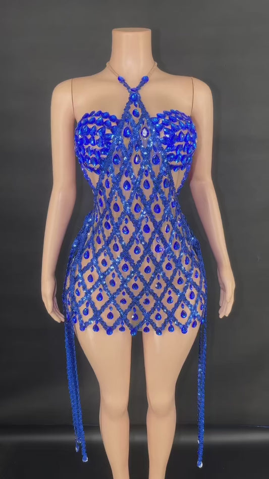 Diamond Mirage Crystal Mini Dress