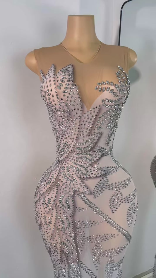 Crystal Vines Illusion Dress