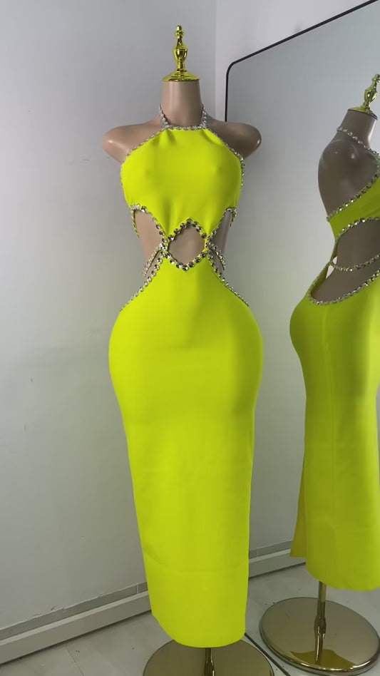 Citrus Blaze Midi Dress