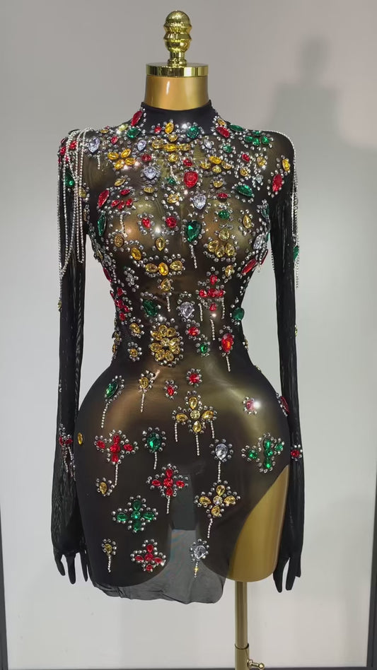 Royal Jewel Illusion Dress