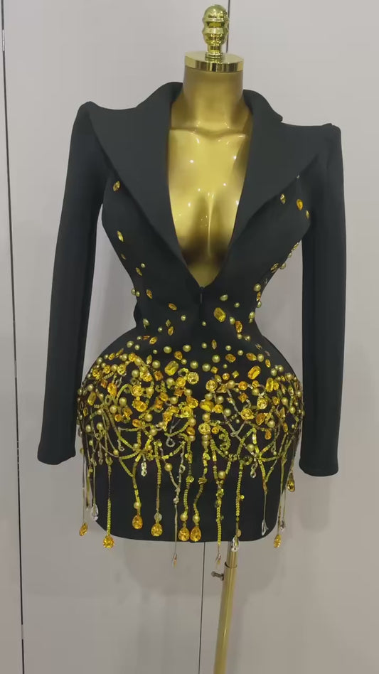 Golden Luxe Blazer Dress